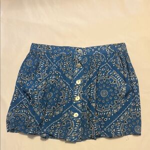 Jen's Pirate Booty Blue Bandana Prairie Rose Floral Mini Skirt - Size Small
